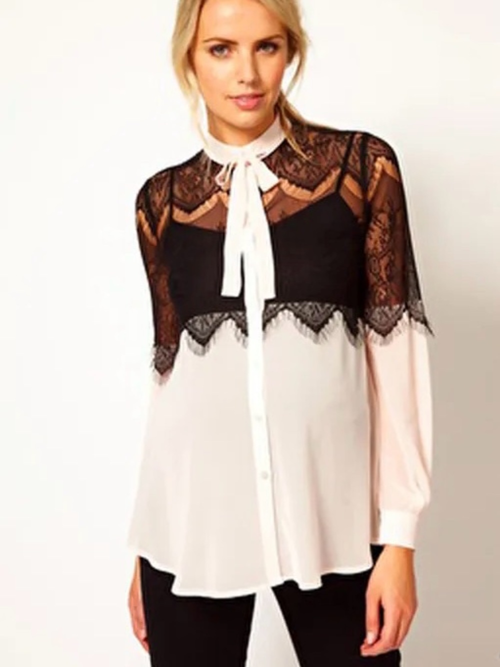 ASOS ๐ค Sheer Lace Buttoned Blouse - Picture 3 of 15